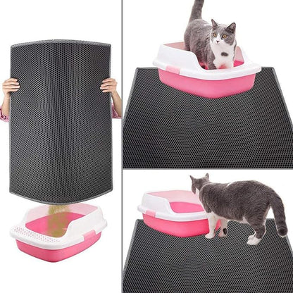 Cat pad, Waterproof Cat Mat, Double-Layer Sand Leakage cat Box, Non-Slip cat pad, Cat Mat, Double Layer Traps Mat for Pets