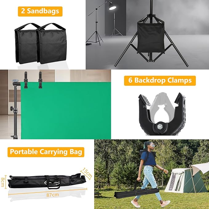 Background Stand,Adjustable Photo Backdrop Stand with Carry Bag for Photography Photo Video Studio, Photography Studio, Birthday Party (8.5x10ft)