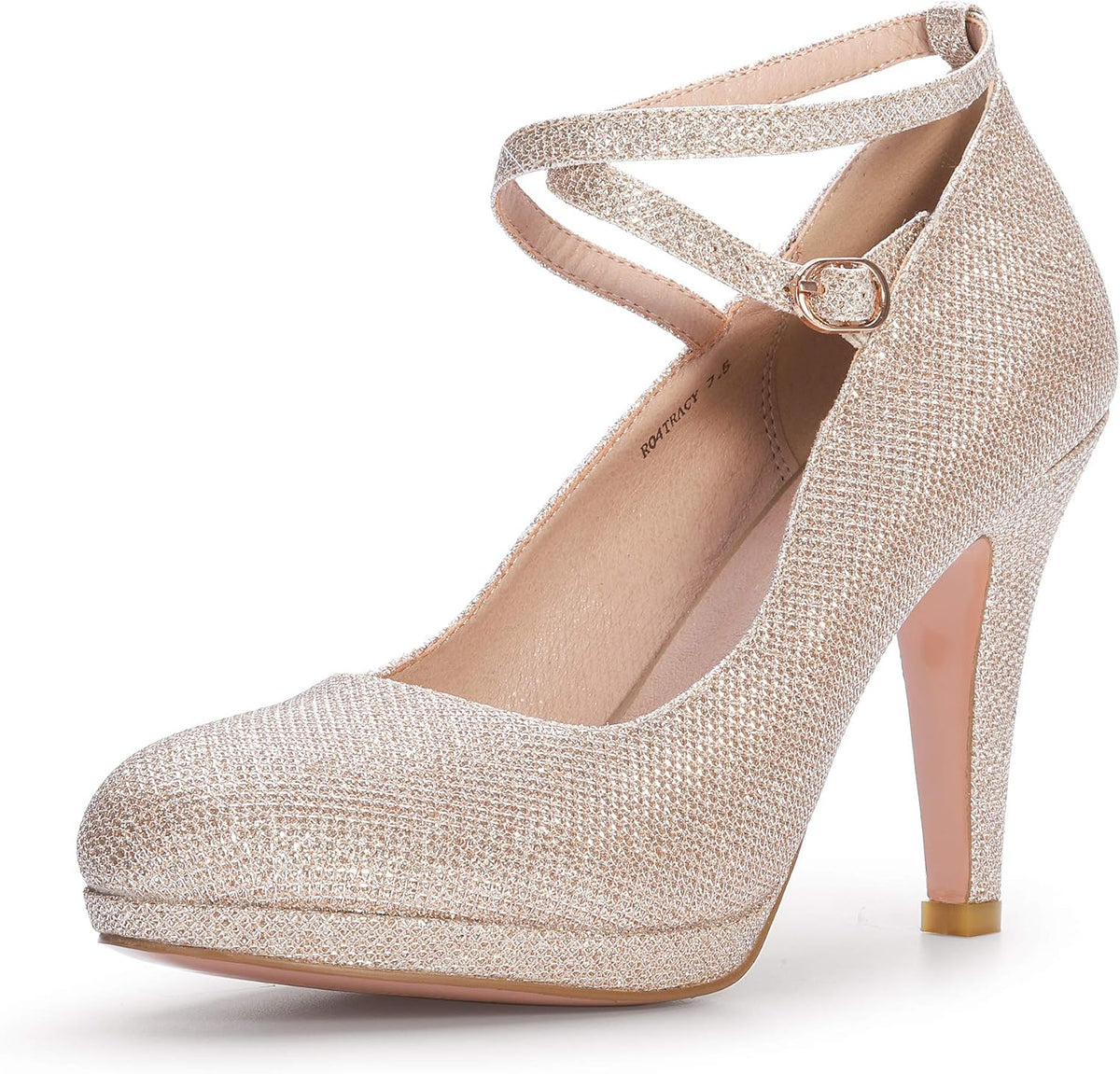 Women's Tracy Platform High Heels Closed Toe Pumps Strappy Cross Ankle Strap Shoes for Casual Work Wedding