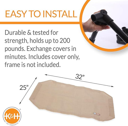 KH Pet Products All Weather Pet Cot Replacement Cover Tan Medium 32 X 25 Inches
