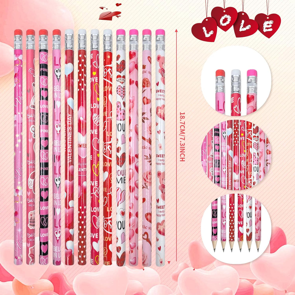 emzrivo Valentine's Day Pencils with Erasers Bulk Holiday Pencils Valentine Pencil, 12 Style (1) https://a.co/d/0hsFDzb5