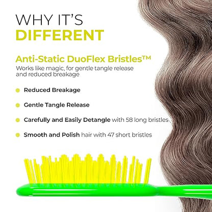 FHI Heat UNbrush Detangling Brush for Pain-Free Brushing on All Wet or Dry Hair Types  Durable DuoFlex Anti-Static Bristles, Lightweight Handle, Vented Hair Brush