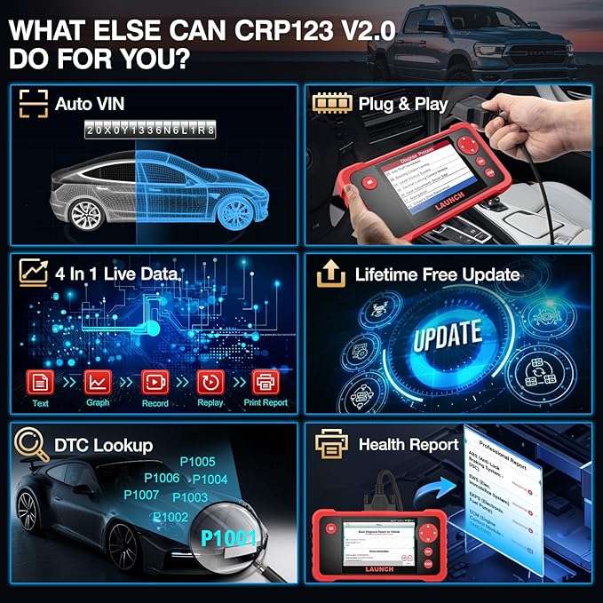 LAUNCH CRP123 V2.0 Elite OBD2 Scanner-2025 New Model EngineABSSRSTransmission Diagnostic Scan Tool SRS Airbag Code Reader,3 Reset Oil ServiceThrottle RelearnSAS Reset,Free Update