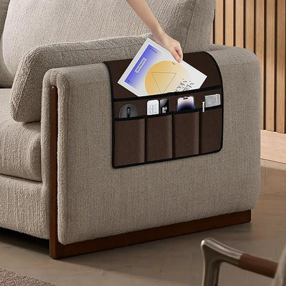Naturoom Recliner Arm Caddy - Over the Arm Chair Caddy for Recliner with Remote Control Holder, Armrest Organizer with 6-Pocket Storage for Couch, Phone, Tablet, Magazine, Coffee