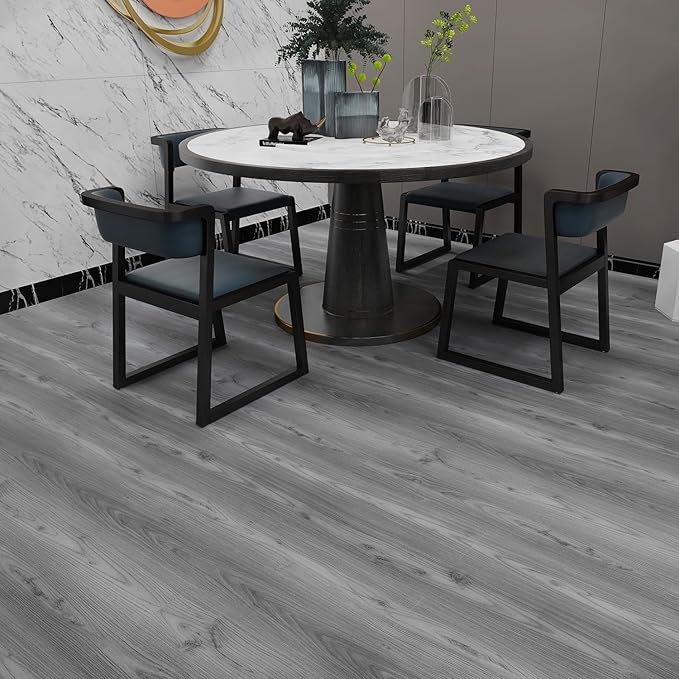 Grey Wood Peel and Stick Floor Tile, 36 Pack 54 Sq.Ft,NO Sticky Residue Left Vinyl Flooring Tiles Wood Plank, Self-Adhesive DIY Flooring for Bathroom,Bedroom, Living Room, 36" x 6"OoaNature GreyOoa