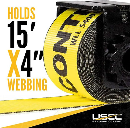 US Cargo Control Low Profile Sliding Winch for Double L Tracks, 4 Inch Winch Holds Up to 15 Feet of Webbing, Slides to Any Position for Winch Control, 5,500 LBS Working Load Limit