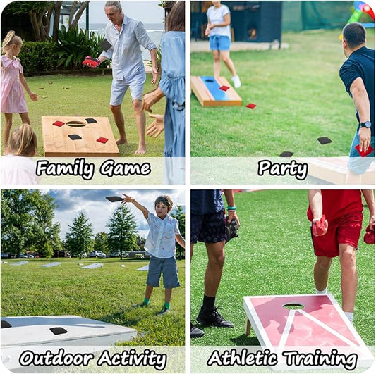 8 PCS Children Cornhole Bags - Bean Bags for Cornhole, 4 Black and 4 Red, Each Weighs 1.6 Ounces (50 Grams), for Tossing, Game, Outdoor, Wedding, Sports, Party(Black  Red)