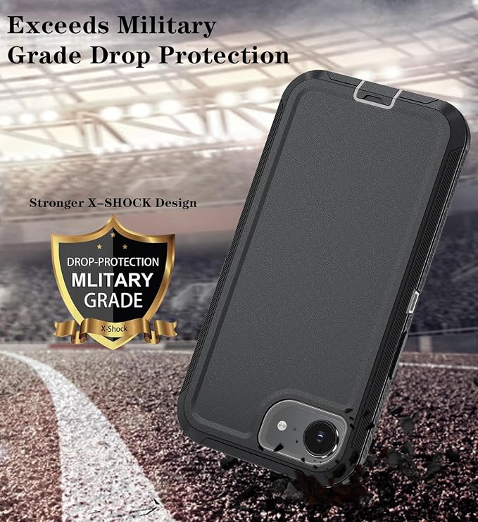 ONOLA Compitable with iPhone 16e Case & iPhone 17e Case with HD Screen Protector, [2 in 1 ] Heavy Duty Protection Phone Case for iPhone 16e /17e 6.1" (Black Grey)