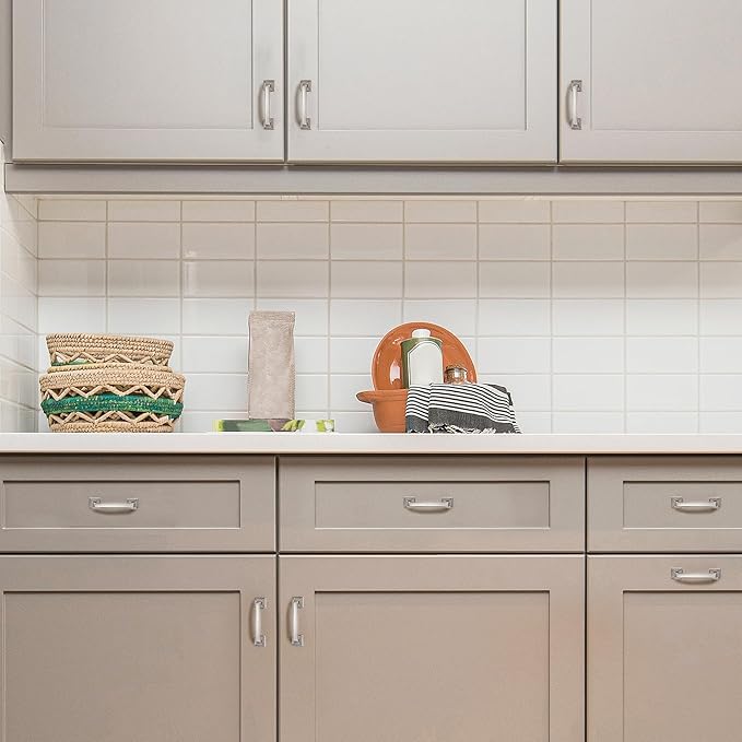 Ravinte Solid 3 Inch Big Square Foot Cabinet Pulls Brushed Nickel Arch Pull Kitchen Cabinet Handles Satin Nickel Drawer Pulls Kitchen Cabinet Hardware Silver Cabinet Drawer Handles-1 Pack