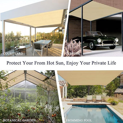 Outdoor Sun Shade Cloth, 6' x 8', Pergola, Deck, and Backyard Patio Sunshade with UV Protection, Heat Resistant HDPE Material, Reinforced Grommets (6x8 FT, Wheat)