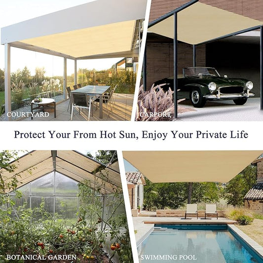 Outdoor Sun Shade Cloth, 6' x 8', Pergola, Deck, and Backyard Patio Sunshade with UV Protection, Heat Resistant HDPE Material, Reinforced Grommets (6x8 FT, Wheat)