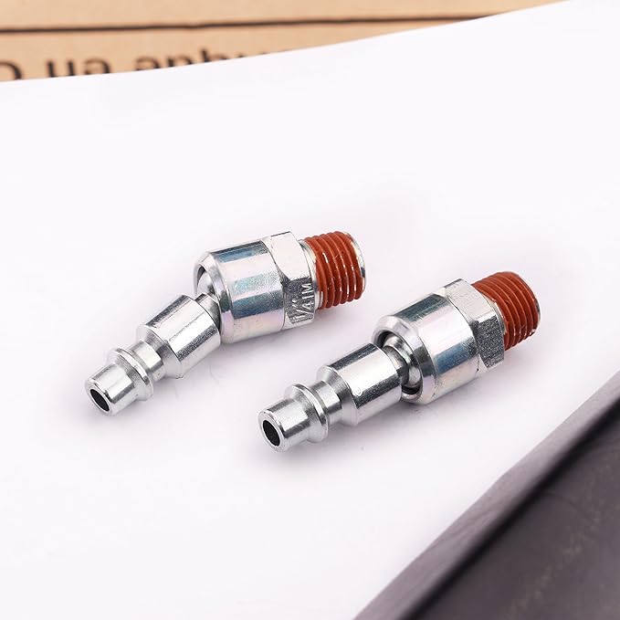 WYNNsky Industrial 1/4" NPT Male Thread Swivel Air Plug- 2 Pieces 1/4 inch Automotive Steel Swivel Coupler Plug