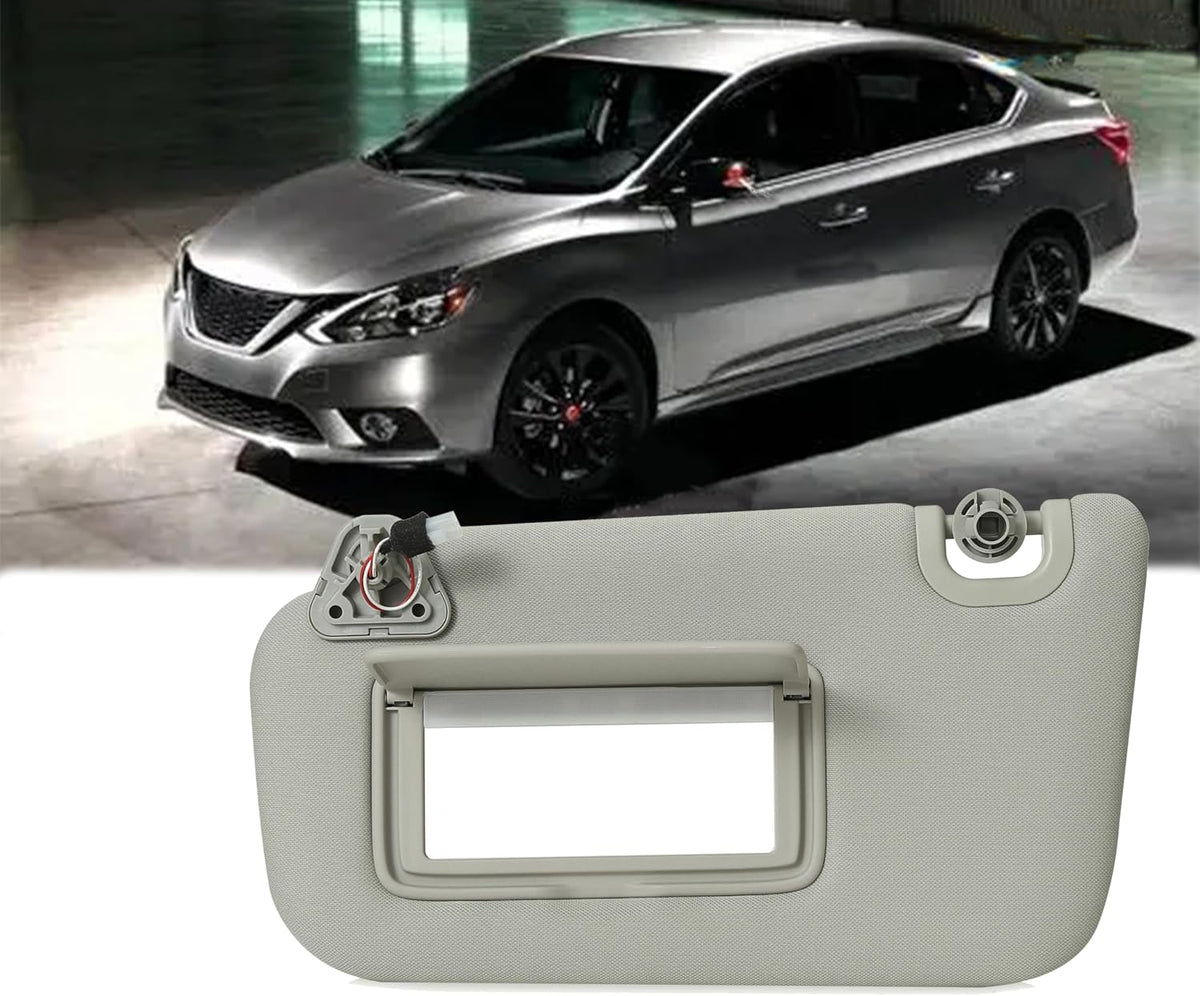 Driver Side Sun Visor Compatible with Nissan Sentra 2013 2014 2015 2016 2017 2018 2019 Sunshade Vanity Light Replaces# 96401-3SG8A (Gray, Driver Side)