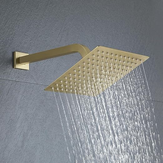 Shower Faucet set Brushed Gold Shower System with 10'' Square Rainfall Showerhead and Handheld Shower Sprayer,Inclued Control Valve and trim kit