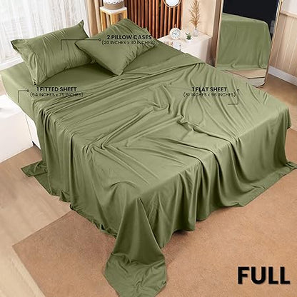 Utopia Bedding Full Bed Sheets Set - 4 Piece Bedding - Brushed Microfiber - Shrinkage and Fade Resistant - Easy Care (Full, Olive)