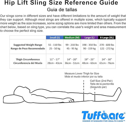 Hip Lift Sling (Large) Solid Fabric, Non-Slip Polyester Sling, Inner Thigh Cuff Compatible with Hoyer, Invacare, McKesson, Drive, Lumex, Medline, Joerns and other Patient Lifts