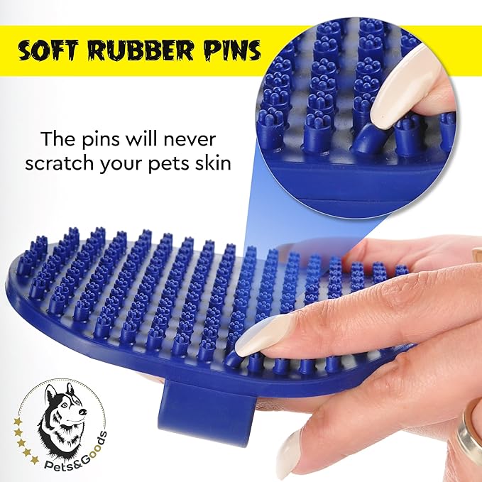 Dog and Cat Grooming Brush - Rubber Brush for Bathing, Washing, Deshedding Short or Long Pet Hair