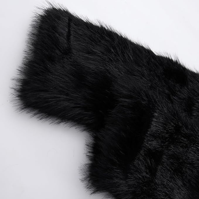 Amazhiyu Women's Faux Fur Cropped Coat Long Sleeve Open Front Winter Jacket .