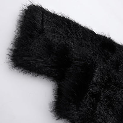 Amazhiyu Women's Faux Fur Cropped Coat Long Sleeve Open Front Winter Jacket .