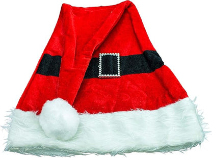 Santa Claus Hat Christmas Costume for Adults Red with Embellished Belt, 36 Inch Long