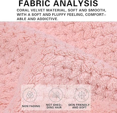 Microfiber Towel for Hair with Bear Button Super Absorbent Hair Towel Fast Hair Drying Towel Turban Wrap 9.84 Inch X 25.5 Inch Dry Hair Cap for Women Bath Shower Makeup (C)