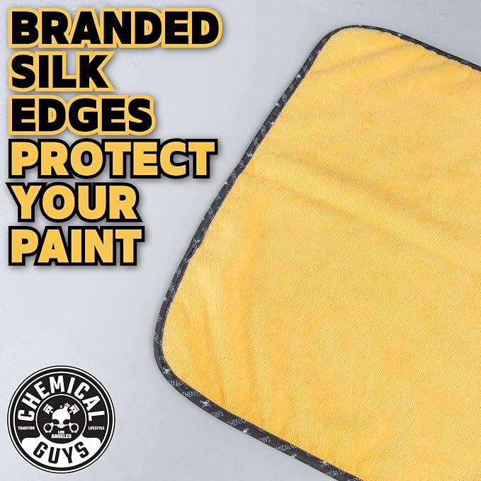 Chemical Guys Automotive Microfiber Drying Chamois Gold 3 Pack Extra Absorbent Car Drying Cloths for Streak Free Paint Glass and Smooth Exterior Surfaces 24 x 16 Inches