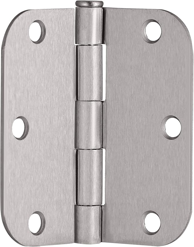 Design House 181412 Door Hinges for Interior Doors 58-inch Radius Steel Door Hinge Door Hardware, 3-12-inch x 3-12-inch, Satin Nickel, 3-Pack