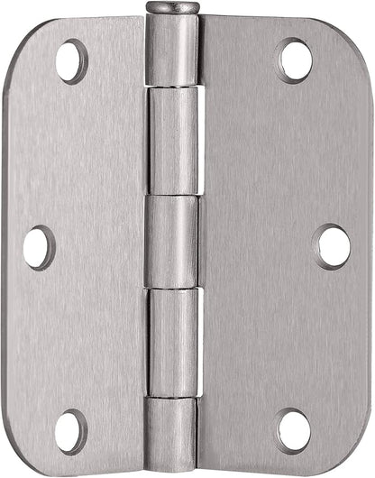 Design House 181412 Door Hinges for Interior Doors 58-inch Radius Steel Door Hinge Door Hardware, 3-12-inch x 3-12-inch, Satin Nickel, 3-Pack