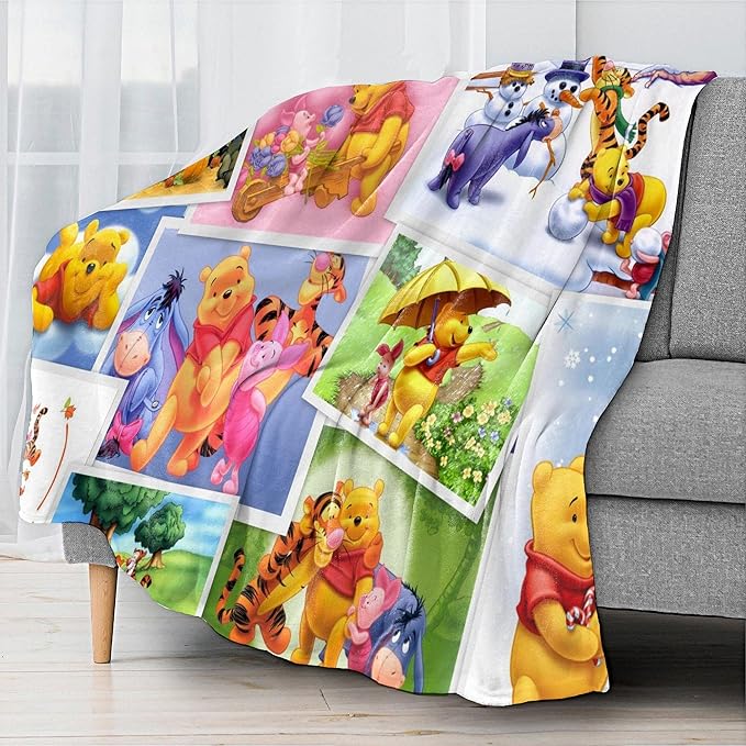Honey Bear Edward Anime Flannel Blanket, Lightweight Cozy Throw Blanket Warm Bed Blanket fit Sofa and Couch (03,Large 80x60in)