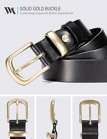 WOLFANT Womens Belts for Jeans,1.1" Fashion Ladies Belt with Gold Buckle,100% Italian Full Grain Real Solid Leather