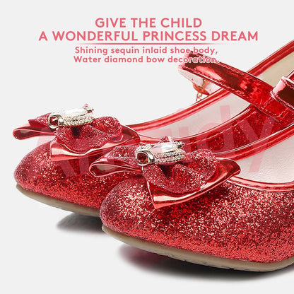 Amtidy Girls Dress Shoes Mary Jane Wedding Party Shoes Glitter Bridesmaids Princess Heels