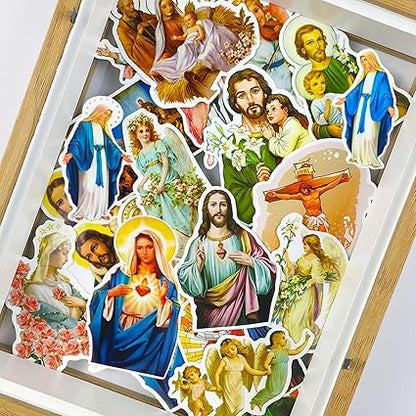 Catholic Stickers Religious Bible Faith Cross Sticker Pack Gifts for Adults Teens and Kids, 60PCS Aesthetic Catholic Jesus Stickers for Water Bottles Laptops Suitcases Skateboards Guitar