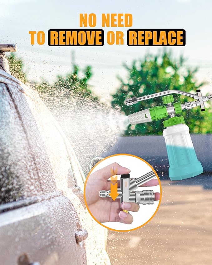 Foam Cannon Dual Connector for Pressure Washers, Double Tip Attachment, 4000 PSI, 14'' Quick Connect, Ideal for Car, Motorcycle, Roof, and Driveway Cleaning