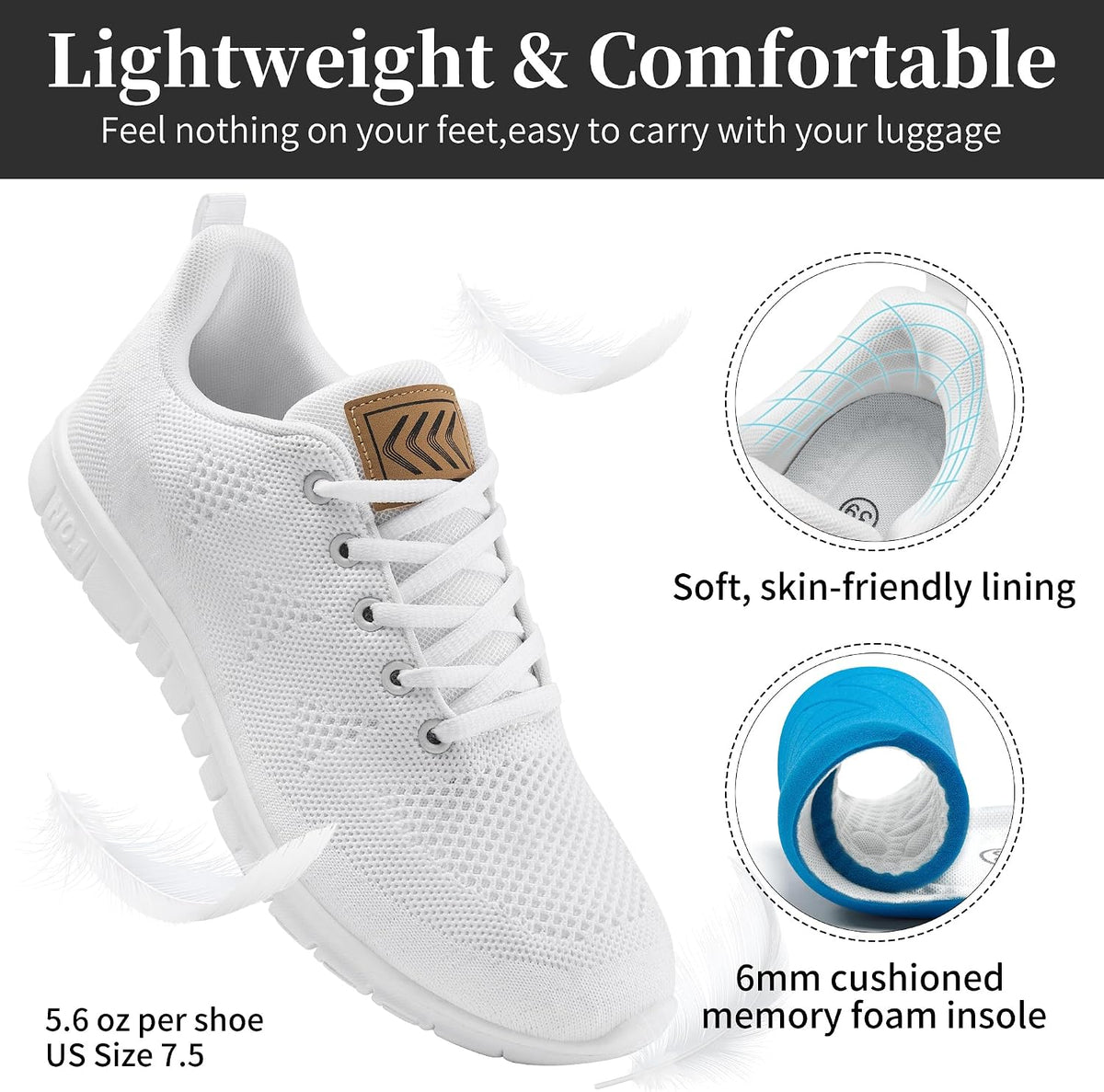 FUDYNMALC Womens Sneakers Tennis Shoes: Fashion Lightweight Non Slip Footwear for Walking Casual Travel