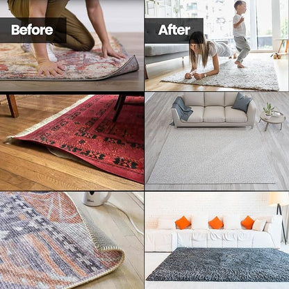 Muddy Mat Heavy Duty Non-Slip Reusable Rug Corner Pads - Double-Sided Adhesive Pad for Corners and Sides on Hardwood Floors, Area Rugs - Keep Your Rug in Place (Pack of 4)