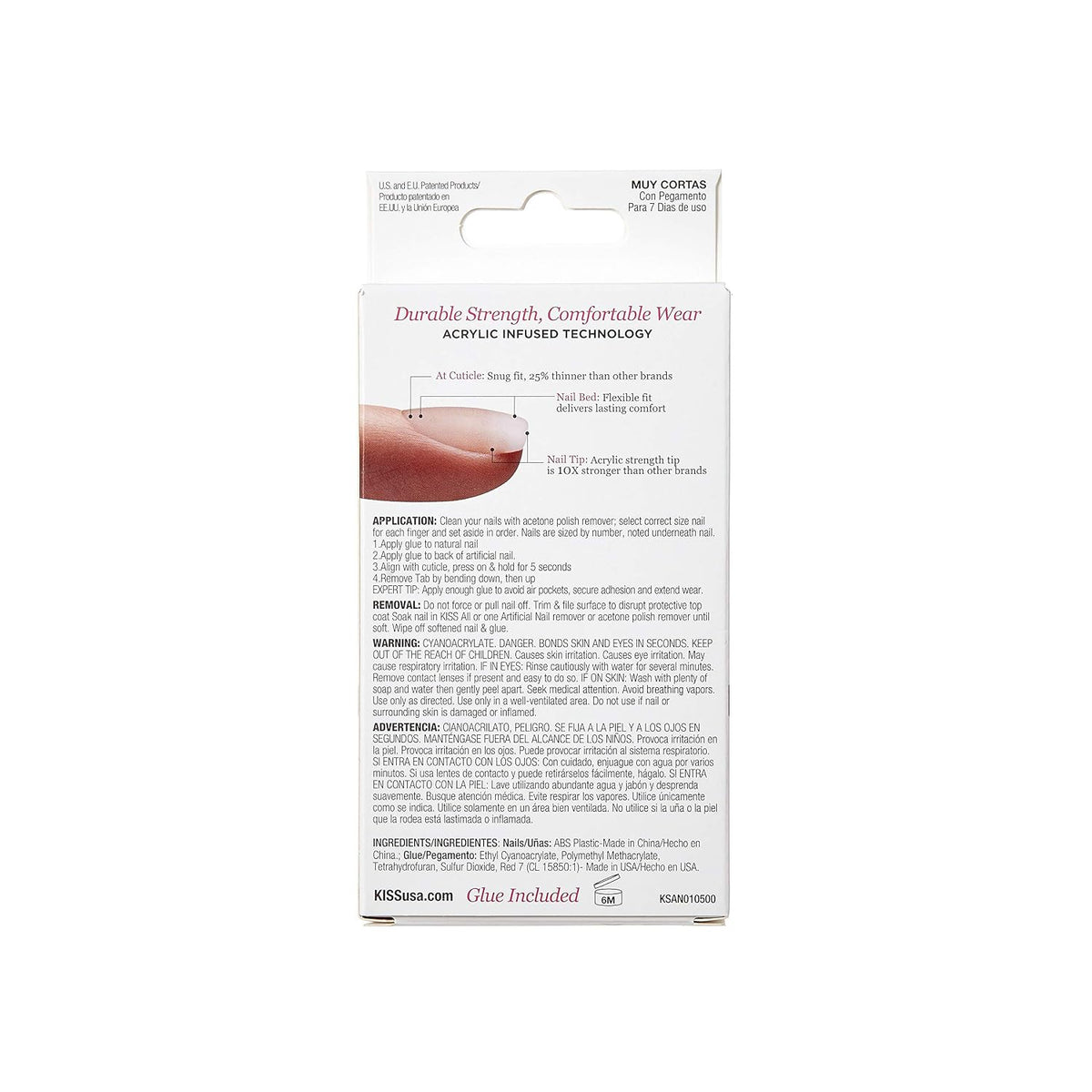 KISS Salon Acrylic Natural 28 Nails Real Short Length KSAN01
