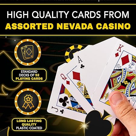 Las Vegas Style Playing Cards  Assortment of Nevada Casinos  May Include Dealer Markings  No Jokers  1 Deck of Poker Cards