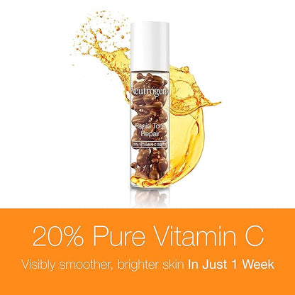 Neutrogena Rapid Tone Repair 20 Vitamin C Brightening Serum Capsules, Antioxidant Face Serum to Brighten Look of Dark Spots  Even Skin Tone, Oil-Free, 30 Serum Capsules