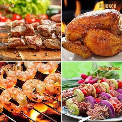 Stainless Steel BBQ Skewers - 12 Inch, 12 Pack for Kabobs, Grill Stick Set for Meat, Chicken, Shrimp, Fruit, Vegetables