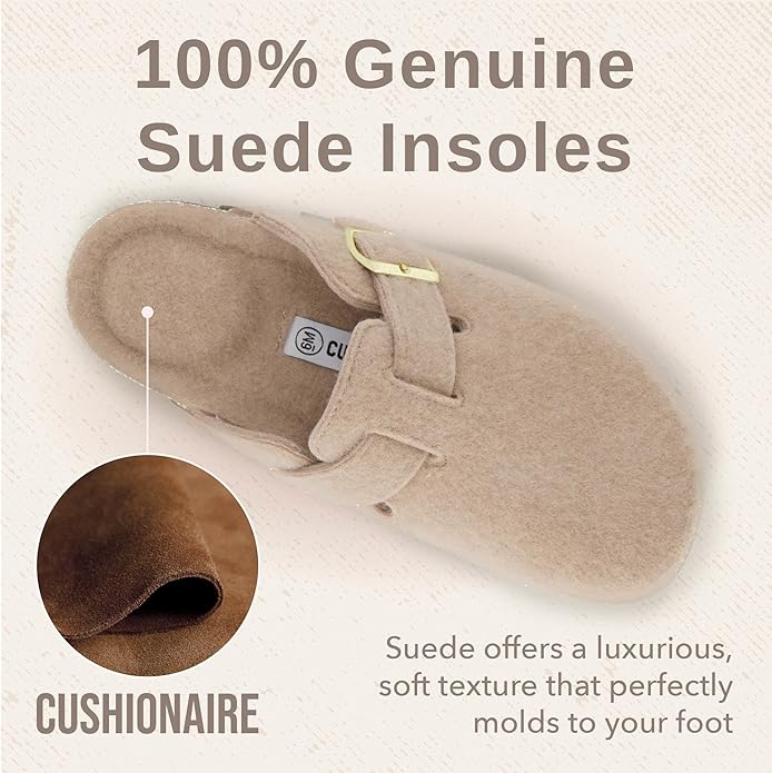 CUSHIONAIRE Hana Slip-On Buckle Clog with Cork Footbed Memory Foam, Wide Widths Available