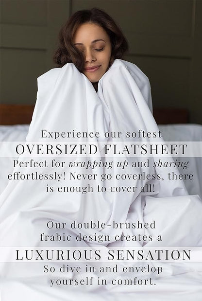 Southshore Fine Living, Inc. King Flat Sheets Only, Oversized Flat Sheet, 132" x 110" Hotel Quality Bedding, CaliforniaKing Top Sheet Stays Tucked on Toppers, Pillow Tops - Coronet Blue Sheets