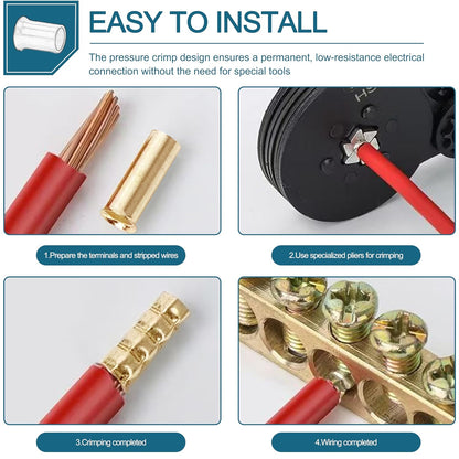 100 Pcs Easy-Twist Copper Crimp Sleeve Wire Connector, 18-10 AWG Wire Range