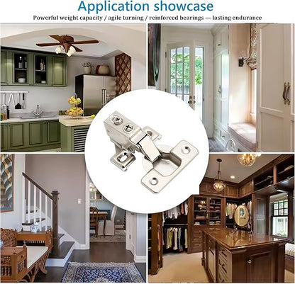 Face Frame Quiet Soft Close Cabinet Door Hinges, 12 Inch Overlay, with Built-in Metal Dampers, Strong Heavy Duty Steel for Kitchen Bathroom (2)
