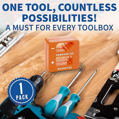 Demagnetizer and Magnetizer - Orange - for Screwdrivers Tips, Bits, and Small Tools, Large or Big Screws, Drills, Drill Bits, Sockets, Nuts, Bolts, Nails and Precision Construction Tools
