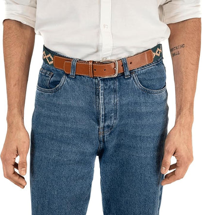 Handmade Woven Polo Belt - Guarda Pampas Design, Crafted from Full Grain Leather
