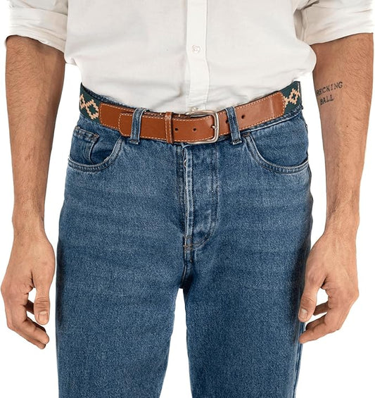 Handmade Woven Polo Belt - Guarda Pampas Design, Crafted from Full Grain Leather