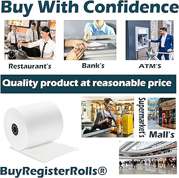 (50 Rolls) 3 18 x 230 Thermal Paper Receipt Rolls (55 GSM Premium Quality German Paper) Fits All POS Cash Registers BPA Free - BuyRegisterRolls