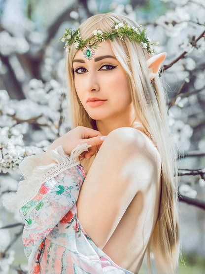 SWEETV Fairy Flower Leaf Crowns for Women Elven Princess Tiara Elf Headpiece for Cosplay Halloween Costume Photoshoot Wedding