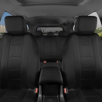 BDK carXS Seat Covers for Cars, Black Two-Tone with Matching Back Seat Cover, Made to Fit Most Auto Truck Van SUV, Interior Car Accessories, Full Set