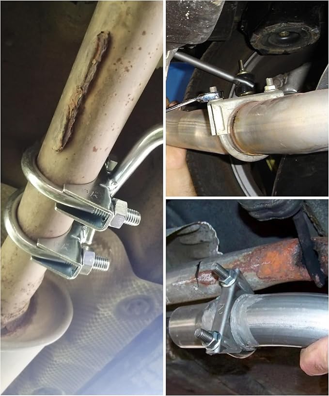 Zlirfy 1.75" 2" 2.25" 2.5" 2.75" U Bolt Clamp Muffler Exhaust Clamps,Metal U-Bolt Muffler/Exhaust Clamp,Heavy Duty U Bolt Muffer Exhaust Clamp Hanger for Pipes (2.25 Inch)